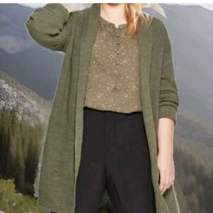 Ava Viv Tunic Cardigan Sweater Woman Plus 1X Fairy Granny Pockets Teal Green